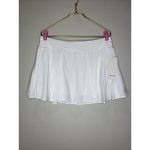 New Lululemon Side Pleat HR Tennis Skirt in White Sz 12